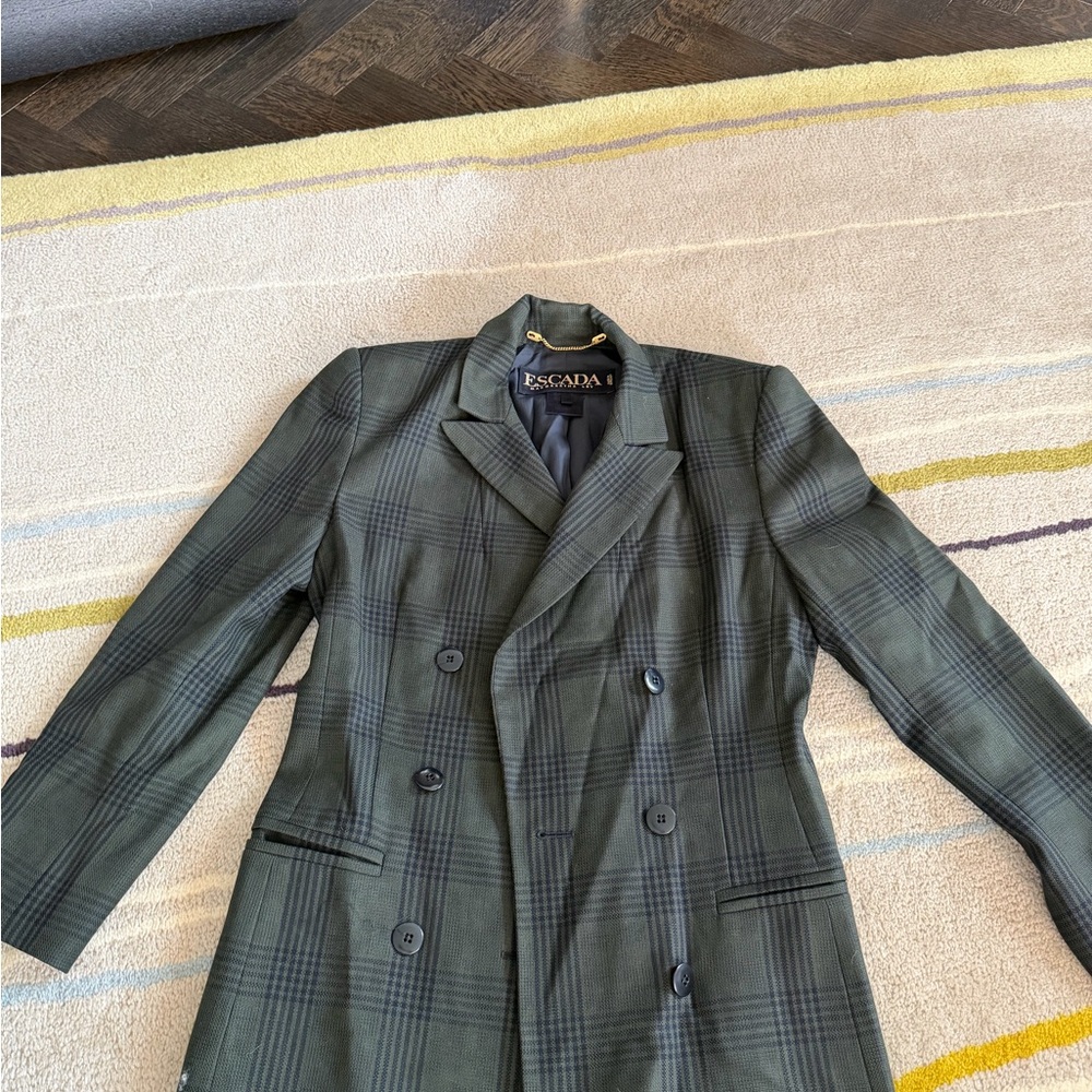 Escada Olive Checkered Blazer